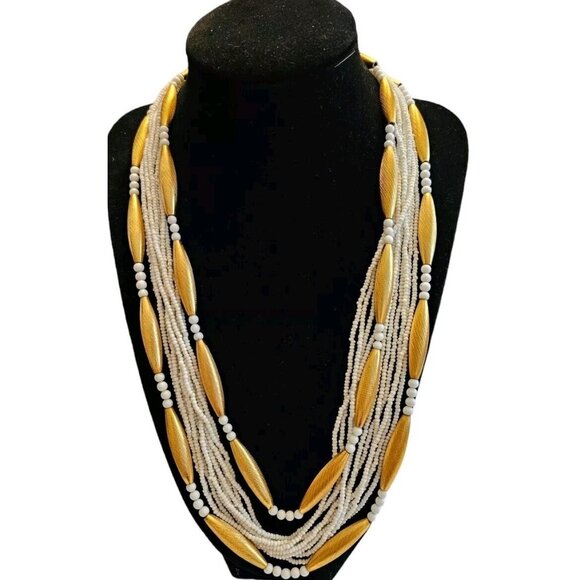 STUNNING 1950'S ORIGINAL by ROBERT Multistrand BEAD WHITE GOLD  20" NECKLACE - Picture 1 of 14
